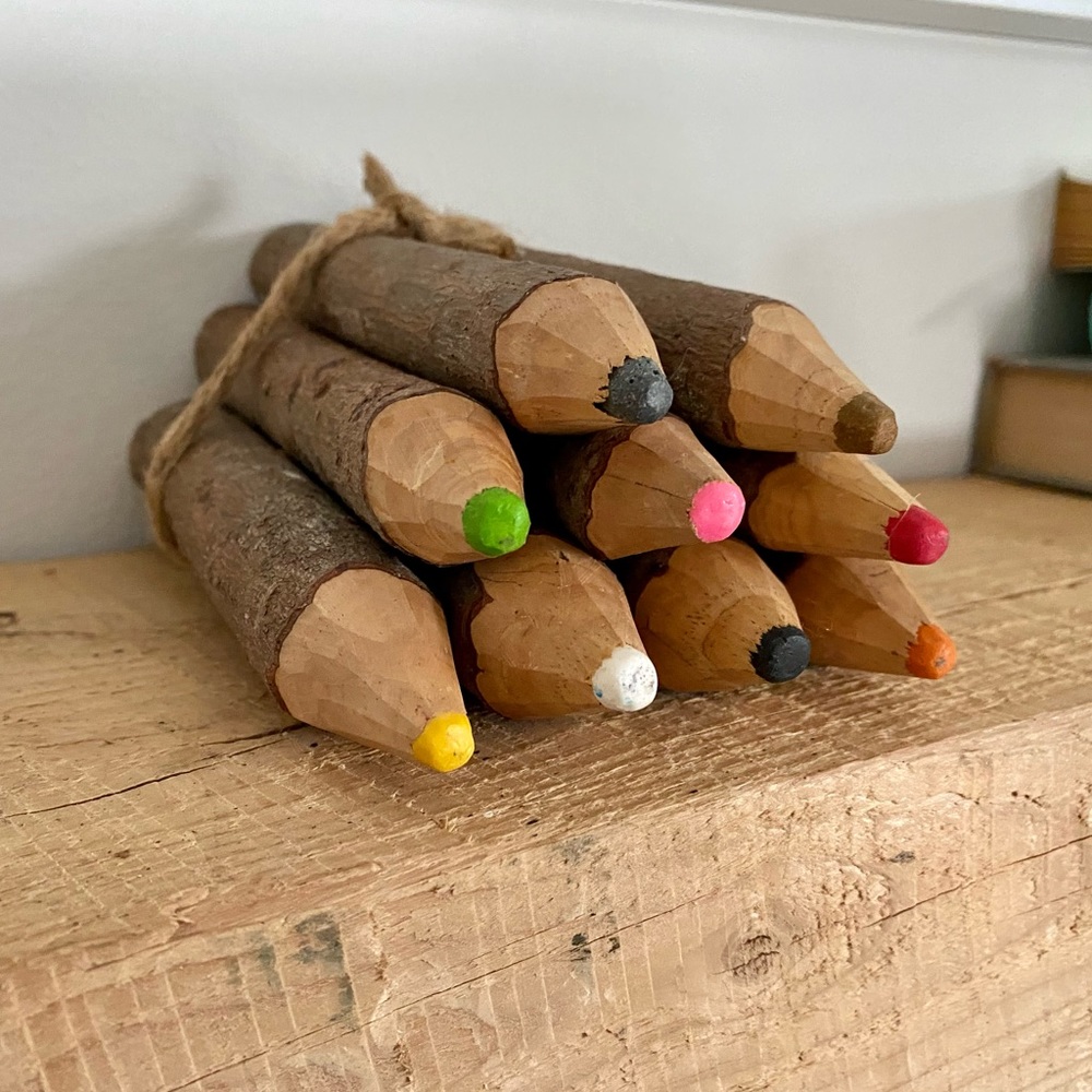 Rustic tree branch/stick colored pencils